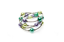 Perlenarmband "Memorywire violet und grün"