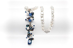 Süßwasser Perlenkette mit blauer Perlenquaste "Candy Pearl blue"