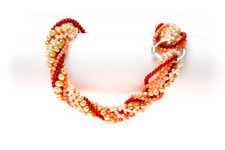 Wickelkette Perle und  Koralle "Pearl Twister coral"