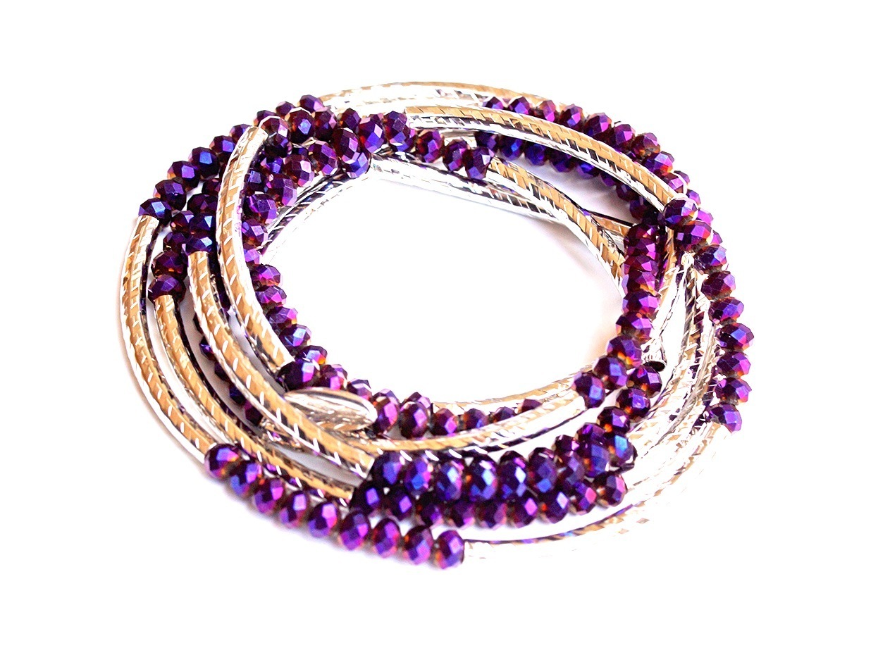 Kristall Armband "Stretchy Crystal violet" od Kette mit Kristlallen lila